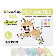 Load image into Gallery viewer, WickedPup Paw Protection Booties for Pets, Set of 6 Colors, 48 Count