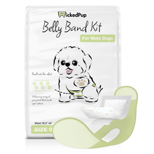 Load image into Gallery viewer, WickedPup Male Dog Belly Band Kit, 50 Diaper Pads & 1 Reusable Male Wrap